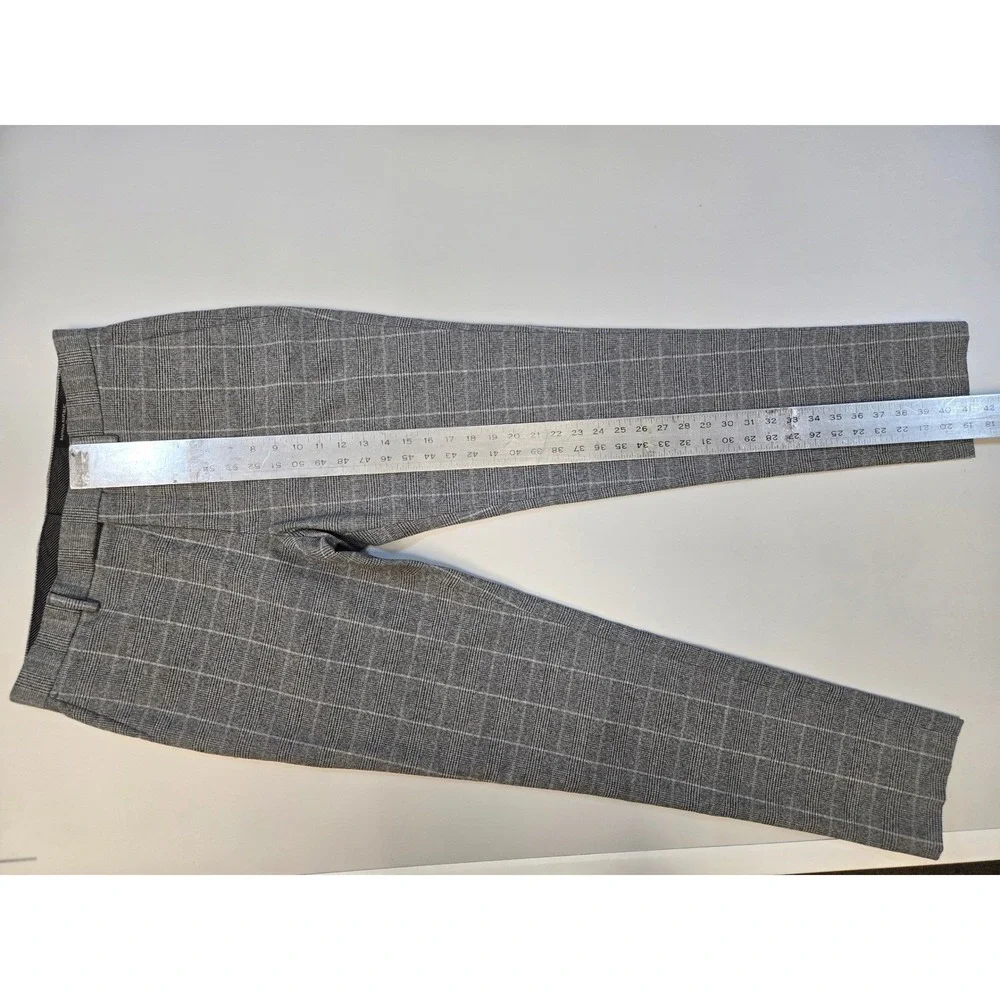 Banana Republic Mens Gray Plaid Slim Fit Dress Pants 32x34 Stretch Trousers